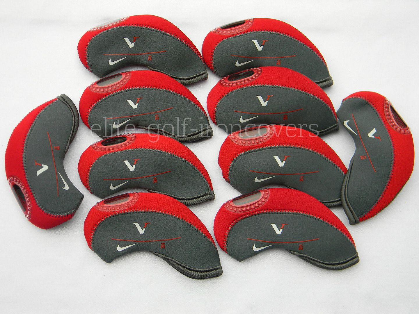 10 NIKE Vr Iron Covers Red Grey Neoprene Golf Headcovers Pro Blade